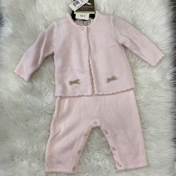 Wendy Bellissimo Other - Wendy Bellissimo Baby Girls Pink Knit Cardigan Pants Set 3/6 Mo Cotton Blend NWT